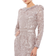 Mac Duggal Embellished High Neck Puff Sleeve Midi Dress - Mauve