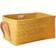 Rice Raffia Rectangular Storage Basket with Leather Handles