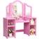 Costway Girl's Vanity Table Set Makeup Dressing Study Table Tri Folding Mirror