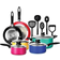 NutriChef Colorful Cookware Set with lid 15 Parts