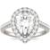 Charles & Colvard Pear Forever One Moissanite Halo Engagement Ring - White Gold/Transparent