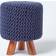 Homescapes Navy Tall Knitted Cotton with Tripod Foot Stool