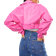 PrettyLittleThing Oversized Belted Hem Cropped Biker Jacket - Pink