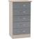 SECONIQUE Nevada Grey Gloss/Light Oak Chest of Drawer 50x193cm