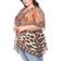 White Mark Short Caftan with Tie-Up Neckline Plus Size - Brown Cheetah