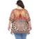 White Mark Short Caftan with Tie-Up Neckline Plus Size - Brown Cheetah