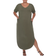 White Mark Plus Size Short Sleeve V-Neck Maxi Dress - Olive