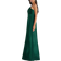 Alfred Sung Draped One Shoulder Satin Maxi Dress - Hunter Green