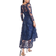 Goddiva Scalloped Lace Dipped Hem Midi Dress - Navy