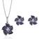 John Greed Peony Flower Stud Earrings - Silver/Black