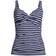 Lands' End Womens Chlorine Resistant Underwire Wrap Tankini Top Deep Sea/White Media Stripe Regular