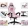 Bigzzia Gaming Chair with Adjustable Headrest and Lumbar Support - Pink and White