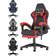 Bigzzia Ergonomic Gaming Chair with Footrest - Black/Red