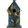 GlitzHome Distressed Solid Wood Birdhouse with 3D Tree and Bird 9.75"