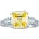 Bling Jewelry Asscher Cut Engagement Ring - Silver/Yellow/Transparent