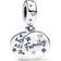 Pandora Family Love Double Dangle Charm - Silver/Blue/Transparent