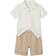 Vertbaudet Boy's Festive Polo Shirt & Shorts Set - White Stripes