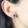 The Lovery Malachite Clover Stud Earrings - Gold/Diamond/Green