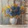 Trademark Fine Art Fall Dahlia Bouquet Crop Blue Framed Art 88.9x88.9cm