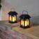 Festive Lights Solar Power Flickering Flameless Black Lantern 15cm