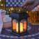 Festive Lights Solar Power Flickering Flameless Black Lantern 15cm