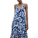 H&M Long A-line Dress - White/Blue Floral