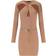 Elisabetta Franchi Knitted Dress with Twist Neck - Nude