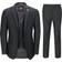 Luxe Retro Tailored Fit Jacket Suit 3-Piece - Black