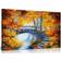 Panther Print Autumn Forest Bridge Multicolour Wall Decor 63x41cm