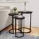 HYGRAD Round Marble Look Black Nesting Table 116.1cm 3pcs