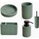 Textured 5 Pcs Dish Toothbrush Dispenser Tumbler Toilet Brush Holder Set - Green