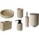 Textured 6 Pcs Dish Toothbrush Dispenser Tumbler Brush & Bin Set - Almond