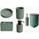 Textured 6 Pcs Dish Toothbrush Dispenser Tumbler Brush & Bin Set - Green