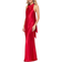 Betsy & Adam Shannon Halter Necktie Floor Length Dress - Red