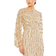Mac Duggal Embellished High Neck Puff Sleeve Trumpet Gown - Nude Gold