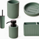 Textured 5 Pcs Dish Toothbrush Dispenser Tumbler Toilet Brush Holder Set - Green