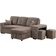 Simplie Fun Sectional Sofa Bed With Storage Grey Sofa 241.3cm 3pcs 3 Seater