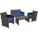 Costway 4 pcs Outdoor Lounge Set, 1 Table incl. 2 Chairs & 1 Sofas