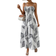 Shein Frenchy Women's Printed Spaghetti Strap Maxi Dress With Shirred And Wrap Detail