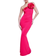 Goddiva Satin Corsage Scuba Crepe Maxi Dress - Magenta