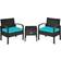 Costway 3 pcs PE Rattan Wicker Bistro Set, 1 Table incl. 2 Chairs