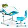 Costway Kids Height Adjustable Study Table & Chair Set w/Book Stand & LED Light