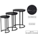 HYGRAD Round Marble Look Black Nesting Table 116.1cm 3pcs