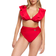 River Island Frill Plunge Bikini Top - Red