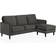 CosmoLiving by Cosmopolitan Velvet Corner Charcoal Grey Sofa 207cm 2pcs 3 Seater