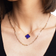 The Lovery Extra Large Single Clover Necklace - Gold/Lapis