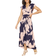 Yumi Mela London Blossom Print Midi with Dipped Hem - Navy