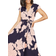 Yumi Mela London Blossom Print Midi with Dipped Hem - Navy