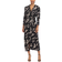 Donna Morgan Women's Printed Collared Midi Wrap Dress - Black/Blush