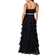 Coast Tiered Cami Chiffon Gown with Belt - Black